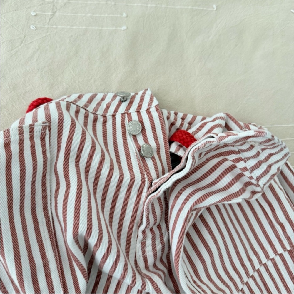 Aaron & Amber Rust Stripe Eyelet Drawstring Rope Waist Tie Barrel Jeans Large - Picture 11 of 13